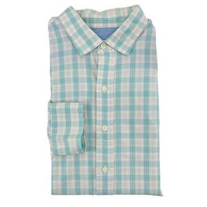 IZOD Mens Button Down Lightweight Poplin Shirt size Large Blue 10438